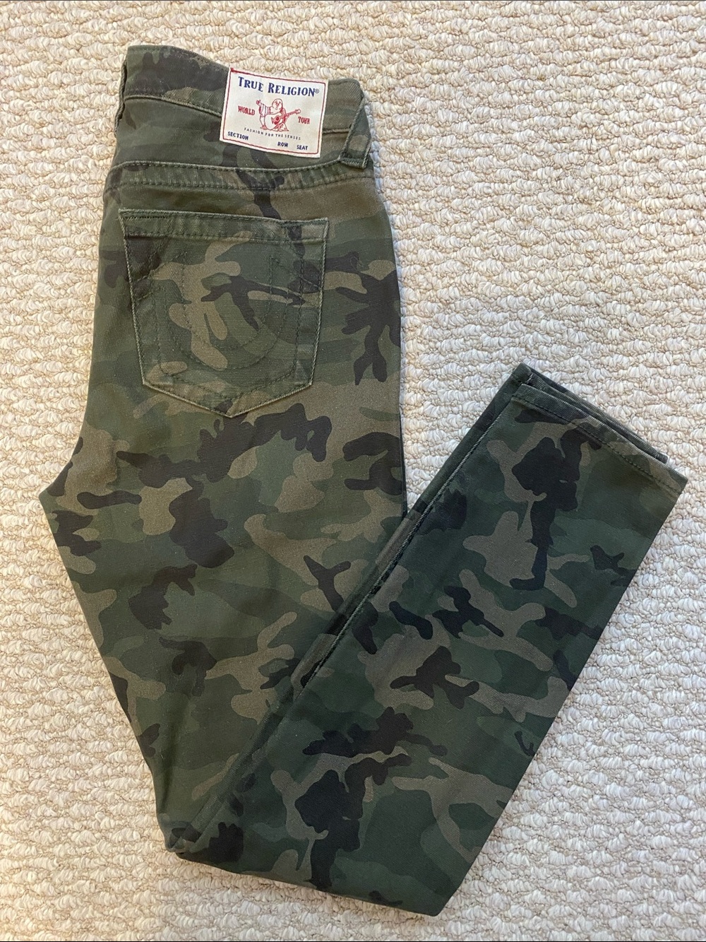 True Religion Women’s Camo Skinny Jeans in Olive Green